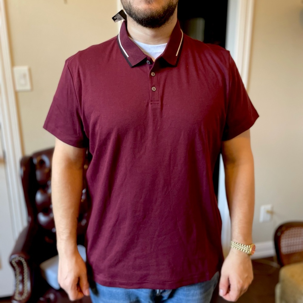 Men’s Alfani Two Tone Striped Collar Polo XXL